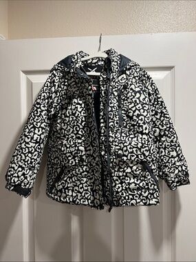 Like New Arctix Kids Black & White Leopard Print Hooded Insulated Winter Jacket